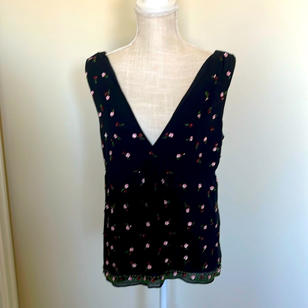 DKNY black beaded/sequin camisole SZ 8